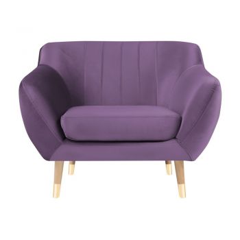 Fotoliu cu tapițerie din catifea Mazzini Sofas Benito, violet