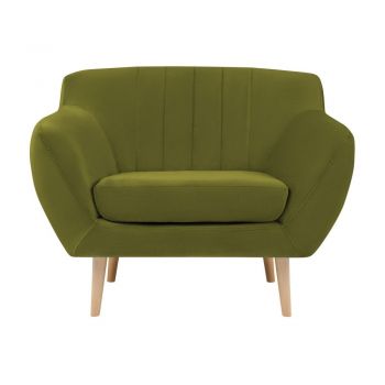 Fotoliu cu tapițerie din catifea Mazzini Sofas Sardaigne, verde