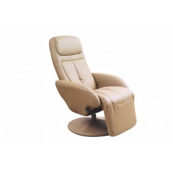 Fotoliu Recliner tapitat cu piele ecologica Optimus Bej, l77xA80xH101 cm