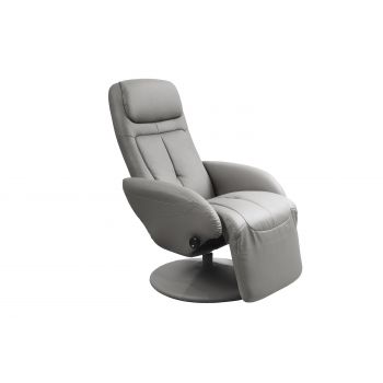 Fotoliu Recliner tapitat cu piele ecologica Optimus Gri, l77xA80xH101 cm