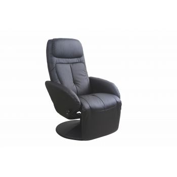 Fotoliu Recliner tapitat cu piele ecologica Optimus Negru, l77xA80xH101 cm