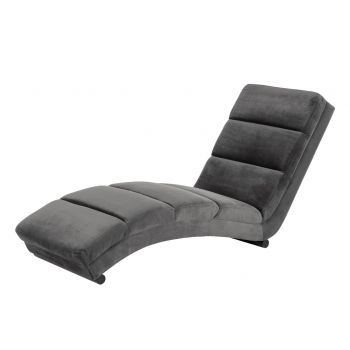 Fotoliu de relaxare fix tapitat cu stofa si picioare metalice Slinky Velvet Gri Inchis / Negru, l60XA170xH82 cm