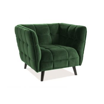 Fotoliu fix tapitat cu stofa, cu picioare din lemn Bellamy Velvet Verde / Wenge, l92xA85xH78 cm