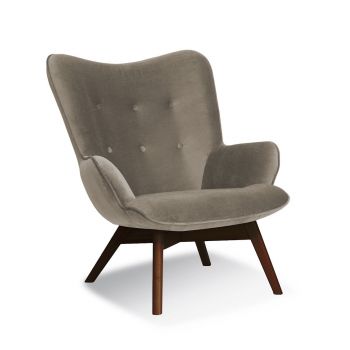 Fotoliu fix tapitat cu stofa, cu picioare din lemn Cherub Beige / Walnut, l79xA91xH93 cm Fotoliu fix tapitat cu stofa, cu picioare din lemn Cherub Beige / Walnut, l79xA91xH93 cm