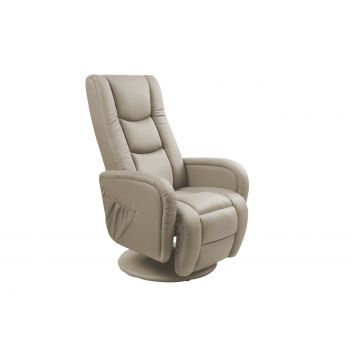 Fotoliu Recliner tapitat cu piele ecologica, cu functie masaj Paulos Capuccino, l68xA85xH106 cm