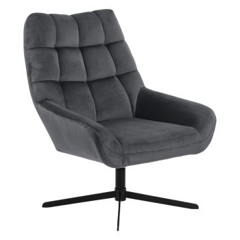 Fotoliu gri pivotant cu tapițerie din catifea Paris – Actona