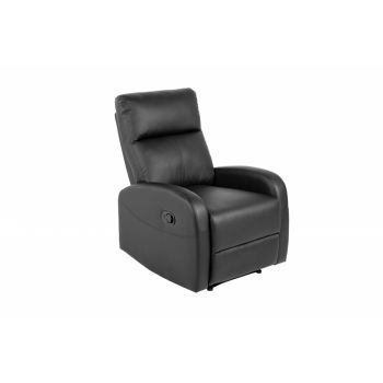 Fotoliu recliner tapitat cu Piele artificiala Negru cu structura metalica neagra H102xL73xA97cm Hollywood II