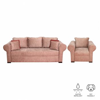 Set SEUL 3-1, canapea extensibila 3 locuri si 1 fotoliu fix, roz