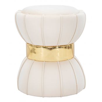 Taburet Flower, Mauro Ferretti, 40x44 cm, catifea, crem