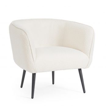 Fotoliu Avril, Bizzotto, 76 x 70 x 68 cm, otel/poliester Boucle, alb