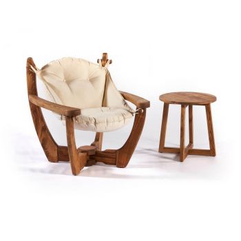 Fotoliu de grădină crem din lemn masiv Relax – Floriane Garden