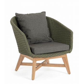 Fotoliu fix pentru gradina / terasa, din aluminiu si lemn de tec, Coachella Verde Olive / Natural, l76xA78xH77 cm Fotoliu fix pentru gradina / terasa, din aluminiu si lemn de tec, Coachella Verde Olive / Natural, l76xA78xH77 cm