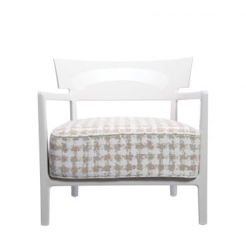 Fotoliu Kartell Cara design Philippe Starck & Sergio Schito cadru ivory tapiterie Fancy alb-bej