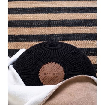 Taburet, Fluffy, 40x40x45 cm, Acril, Negru/Maro