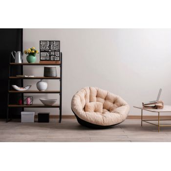 Taburet, Valovi, Kiku Large, 90x70x56 cm, Textil, Crem