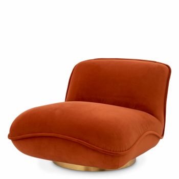 Fotoliu Relax Eichholtz tapitat cu Catifea Portocaliu cu baza din Otel inoxidabil Auriu H71xL85.5xA105cm Fotoliu Relax Eichholtz tapitat cu Catifea Portocaliu cu baza din Otel inoxidabil Auriu H71xL85.5xA105cm