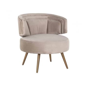 Fotoliu tapitat cu Catifea Bej cu structura metalica neagra H73xL71xA73cm Hazel Richmond Interiors
