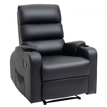 HOMCOM Fotoliu de relaxare rabatabil cu suport pentru picioare reglabil acoperit sintetic, negru, 79x89x100cm HOMCOM Fotoliu de relaxare rabatabil cu suport pentru picioare reglabil acoperit sintetic, negru, 79x89x100cm