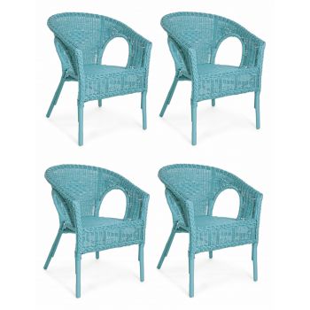 Set 4 scaune pentru gradina / terasa, din ratan si rachita, Alliss Bleu, l58xA61xH74 cm Set 4 scaune pentru gradina / terasa, din ratan si rachita, Alliss Bleu, l58xA61xH74 cm