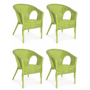 Set 4 scaune pentru gradina / terasa, din ratan si rachita, Alliss Lime, l58xA61xH74 cm Set 4 scaune pentru gradina / terasa, din ratan si rachita, Alliss Lime, l58xA61xH74 cm