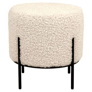 Puf crem cu tapițerie din blană artificială Alford – House Nordic