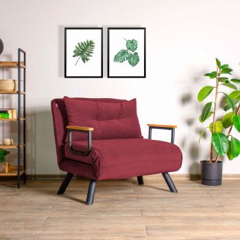 Fotoliu extensibil tapitat cu stofa si picioare metalice, Sando Color Velvet, l60xA78xH78 cm