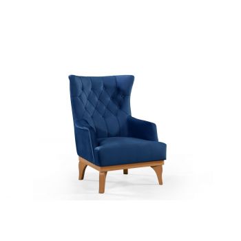 Fotoliu fix tapitat cu stofa, Elena Velvet Bleumarin, l75xA90xH102 cm