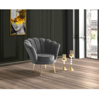 Fotoliu fix tapitat cu stofa, Inci Velvet Antracit, l75xA70xH80 cm