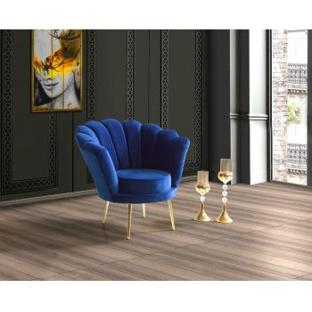 Fotoliu fix tapitat cu stofa, Inci Velvet Bleumarin, l75xA70xH80 cm