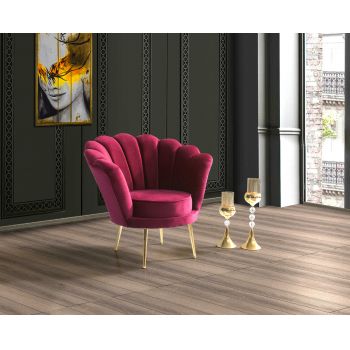 Fotoliu fix tapitat cu stofa, Inci Velvet Burgundy, l75xA70xH80 cm