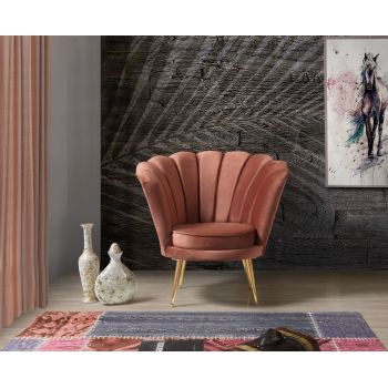Fotoliu fix tapitat cu stofa, Inci Velvet Roz, l75xA70xH80 cm