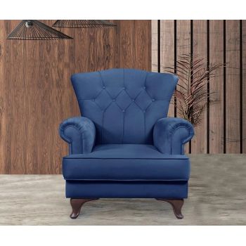 Fotoliu fix tapitat cu stofa, Pedesa 2 Velvet Bleumarin, l85xA90xH96 cm