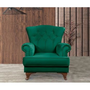 Fotoliu fix tapitat cu stofa, Pedesa 2 Velvet Verde, l85xA90xH96 cm
