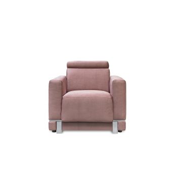 Fotoliu fix tapitat cu stofa si picioare metalice Bellisimi Velvet Roz / Crom, l94xA108xH85-103 cm