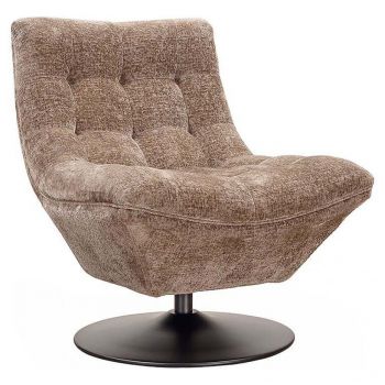 Fotoliu tapitat cu Chenille Maro cu picioare din Metal Negru H85xL73xA85cm Sydney Richmond Interiors
