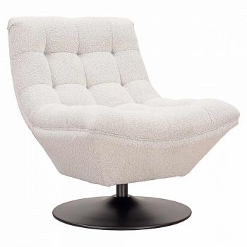 Fotoliu tapitat cu Stofa boucle Alb cu picioare din Metal Negru H85xL73xA85cm Sydney Richmond Interiors