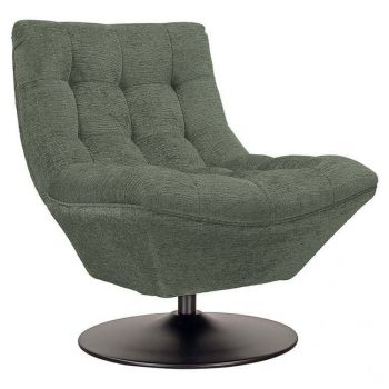 Fotoliu tapitat cu Stofa Verde cu picioare din Metal Negru H85xL73xA85cm Sydney Richmond Interiors