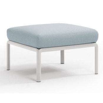 Pouf exterior Nardi Komodo 5 72x72cm cadru alb perna bleu ghiaccio Sunbrella