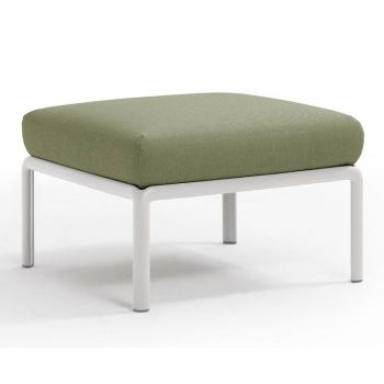 Pouf exterior Nardi Komodo 5 72x72cm cadru alb perna verde giungla Sunbrella