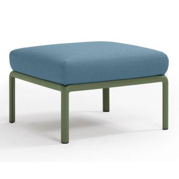 Pouf exterior Nardi Komodo 5 72x72cm cadru verde perna albastru adriatic Sunbrella