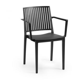 Scaun de grădină negru din plastic Bars - Rojaplast