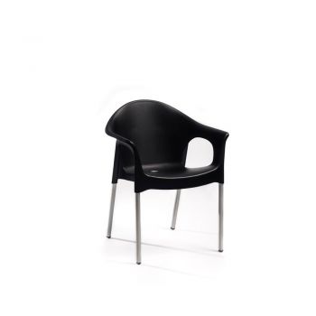 Scaun de grădină negru din plastic Lisa - Rojaplast