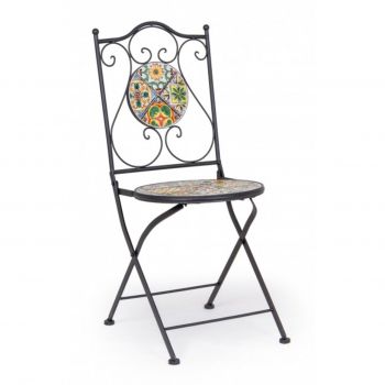 Scaun pentru gradina, Naxos, Bizzotto, pliabil, 39x47x92 cm, otel cromat/ceramica