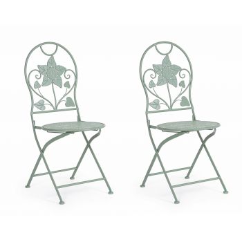 Set 2 scaune pliabile de gradina / terasa din metal, Harriet Verde Mint, l40xA40xH94 cm