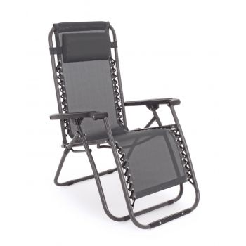 Sezlong Martin, Bizzotto, 65 x 176 x 80 cm, otel/textilena 2x1, gri