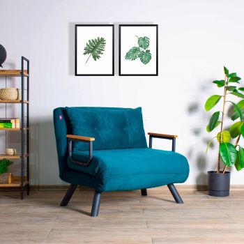 Fotoliu extensibil, Futon, 859FTN2315, Metal , Verde petrol