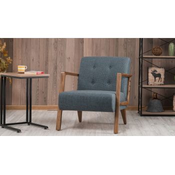 Fotoliu, Balcab Home, 825BLC2320, Lemn de fag, Albastru/Maro