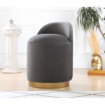 Taburet, Fluffe, 209FLF1107, Catifea, Gri inchis
