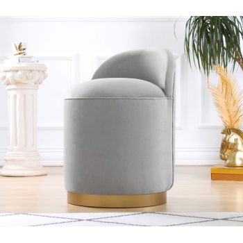Taburet, Fluffe, 209FLF1109, Catifea, Gri deschis