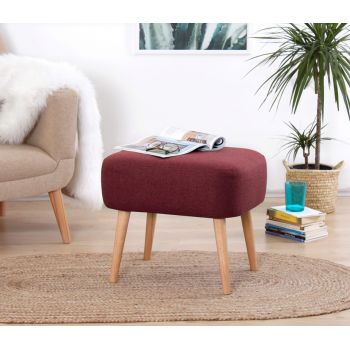 Taburet, Fluffe, 209FLF1134, 50% bumbac, 50% in, Rosu claret